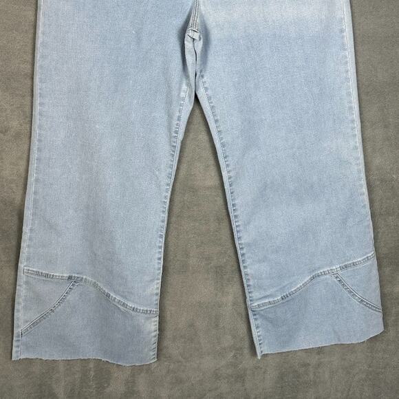 Democracy Absolution Jeans Womens 14 Blue Wide Leg Crop Raw Hem Stretch Pockets - Picture 3 of 14